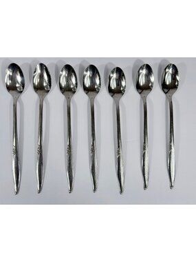 Kenwood Forever Rose Iced Tea Spoon 7½” Set Of 7 Stainless Steel Rose Design Han